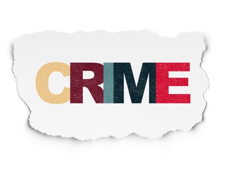 Protection concept: Painted multicolor text Crime on Torn Paper background