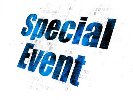 Finance concept: Pixelated blue text Special Event on Digital background