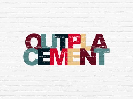 Finance concept: Painted multicolor text Outplacement on White Brick wall background