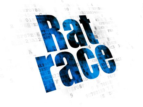 Finance concept: Pixelated blue text Rat Race on Digital background