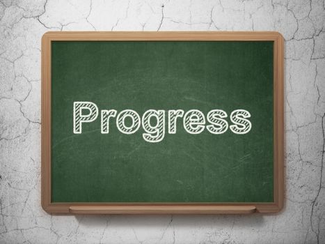 Finance concept: text Progress on Green chalkboard on grunge wall background, 3D rendering