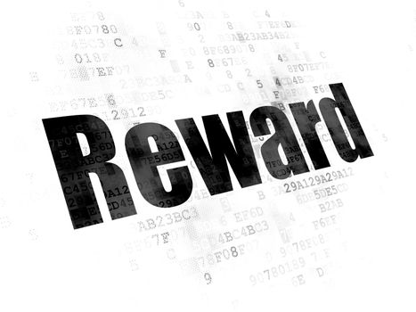 Business concept: Pixelated black text Reward on Digital background