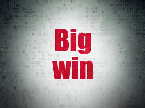 Business concept: Painted red word Big Win on Digital Data Paper background