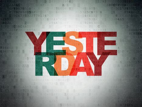 Time concept: Painted multicolor text Yesterday on Digital Data Paper background