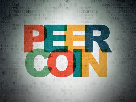 Blockchain concept: Painted multicolor text Peercoin on Digital Data Paper background