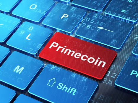 Blockchain concept: computer keyboard with word Primecoin on enter button background, 3D rendering