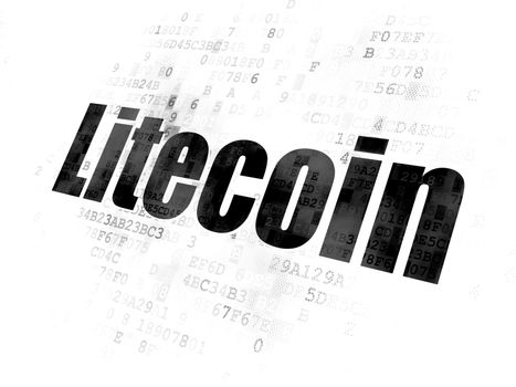 Blockchain concept: Pixelated black text Litecoin on Digital background