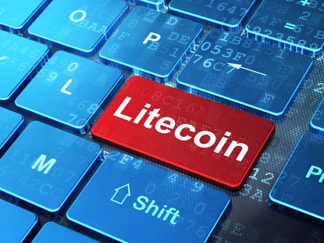 Blockchain concept: computer keyboard with word Litecoin on enter button background, 3D rendering