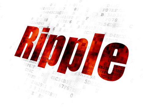 Blockchain concept: Pixelated red text Ripple on Digital background