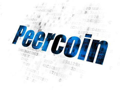 Blockchain concept: Pixelated blue text Peercoin on Digital background