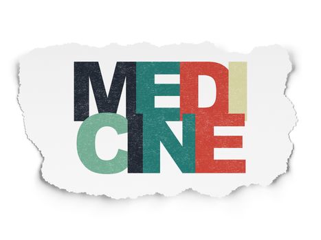 Health concept: Painted multicolor text Medicine on Torn Paper background