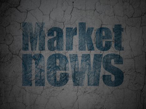 News concept: Blue Market News on grunge textured concrete wall background