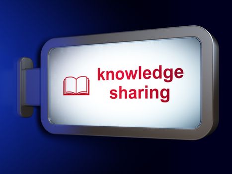 Studying concept: Knowledge Sharing and Book on advertising billboard background, 3D rendering