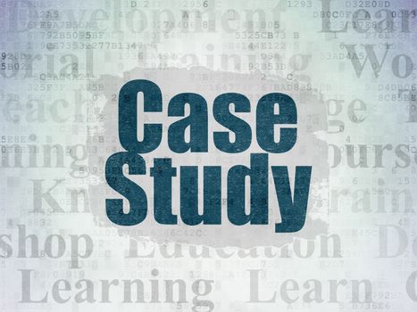 Studying concept: Painted blue text Case Study on Digital Data Paper background with   Tag Cloud