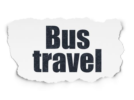 Travel concept: Painted black text Bus Travel on Torn Paper background with  Tag Cloud
