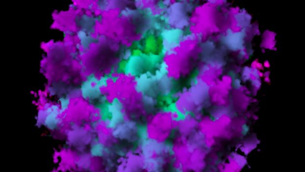 colorful smoke on black background. 3d rendering