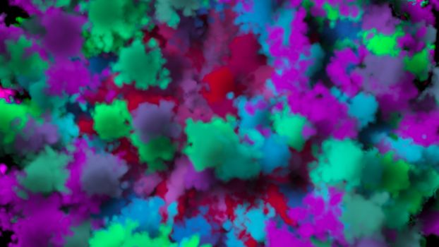 colorful smoke on black background. 3d rendering