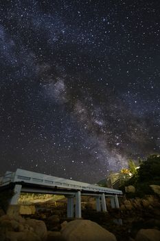 Summer Night Sky with Milky Way in Shek O, Hong Kong.          