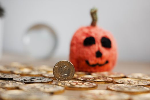 Physical polish money. Small coins from poland. Polish money concept.