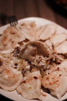 Fresh and tasty christmas dumplings. Delicious food concept.