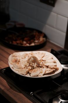 Fresh and tasty christmas dumplings. Delicious food concept.