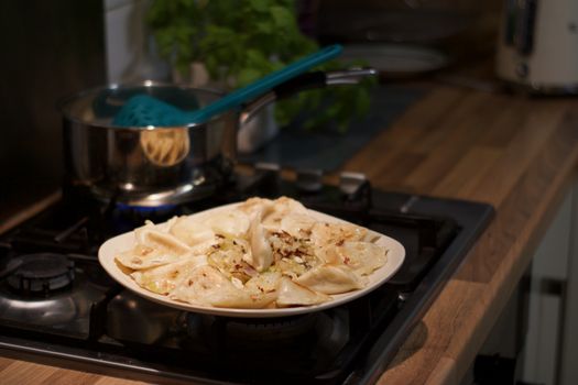 Fresh and tasty christmas dumplings. Delicious food concept.