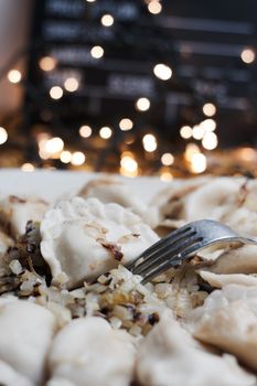 Fresh and tasty christmas dumplings. Delicious food concept.