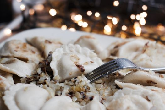 Fresh and tasty christmas dumplings. Delicious food concept.