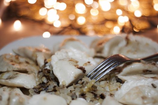Fresh and tasty christmas dumplings. Delicious food concept.