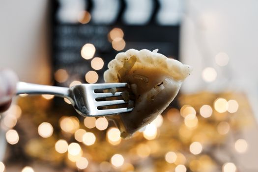 Fresh and tasty christmas dumplings. Delicious food concept.