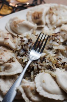 Fresh and tasty christmas dumplings. Delicious food concept.