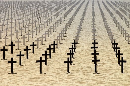 Honor to the dead soldiers on beach
