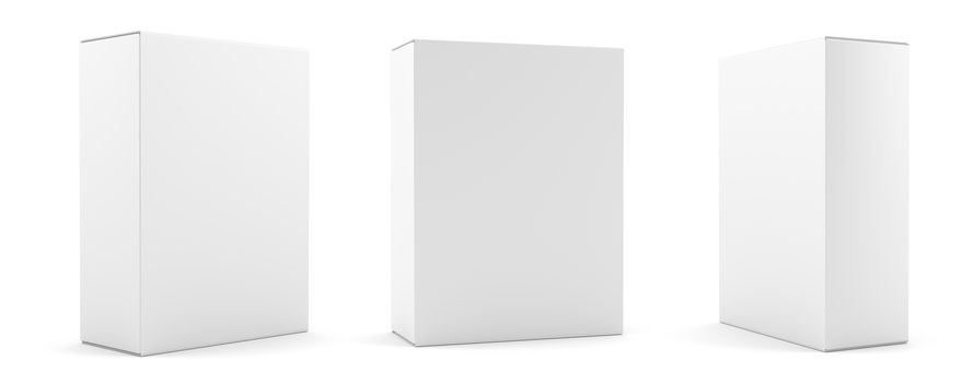 Blank package Box set. Isolated on white. 3d illustration