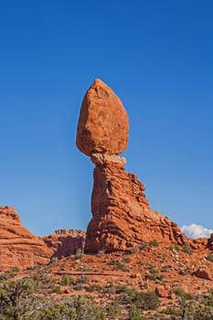The Balanced Rock in Arches National Park. Utah