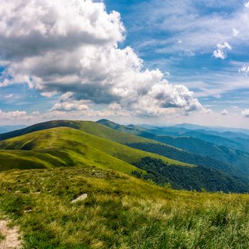 gorgeous cloudscape over stunning landscape. beautiful scenery on summer day in mountains