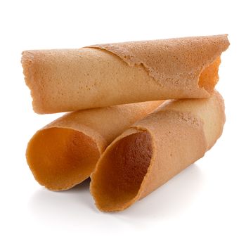 Linguas de sogra, a typical and traditional biscuit from Portugal, isolated on white background.