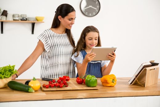 Shot of a mother and daughter having fun in the kitchen