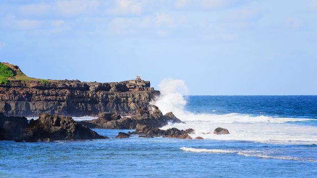 Mauritius island, gris-gris beach  wihere spectacular waves crashing on the cliff.