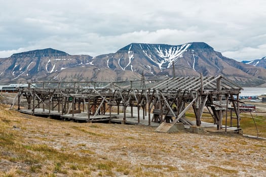 Old cable car in Longyearbyen in Svalbard islands, Norway