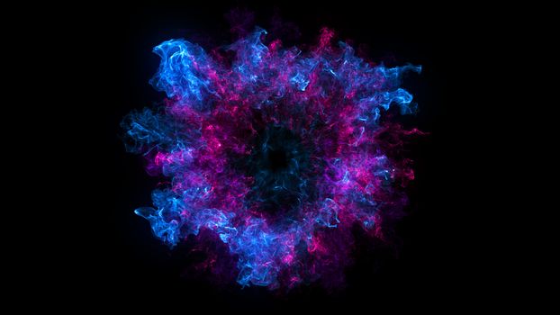 Abstract background with Shockwave explosion on black backdrop. Technology 3d render