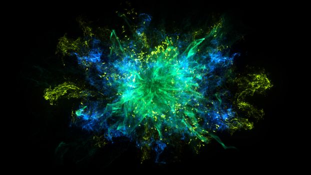 Abstract background with Shockwave explosion on black backdrop. Technology 3d render