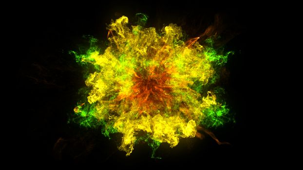 Abstract background with Shockwave explosion on black backdrop. Technology 3d render