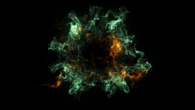 Abstract background with Shockwave explosion on black backdrop. Technology 3d render