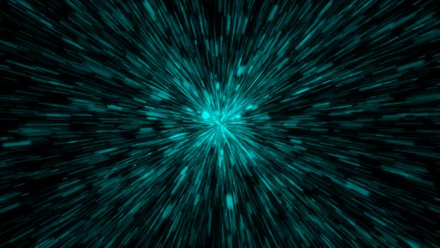 Particle or space traveling. Particle zoom background. 3d render