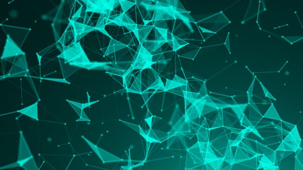 Abstract polygonal space low poly with connection lines and dots. 3d render