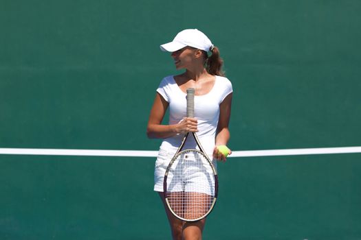 Female tennis player on court