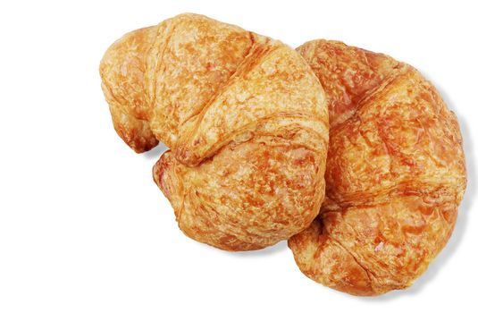 Snack of croissants on a white background.