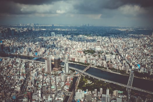 Tokyo city skyline panorama aerial view, Japan