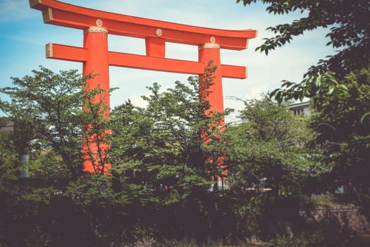 Heian Shrine torii gate in Kyoto, Japan