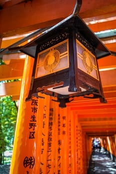 Traditional lantern in Fushimi Inari Taisha shrine, Kyoto, Japan